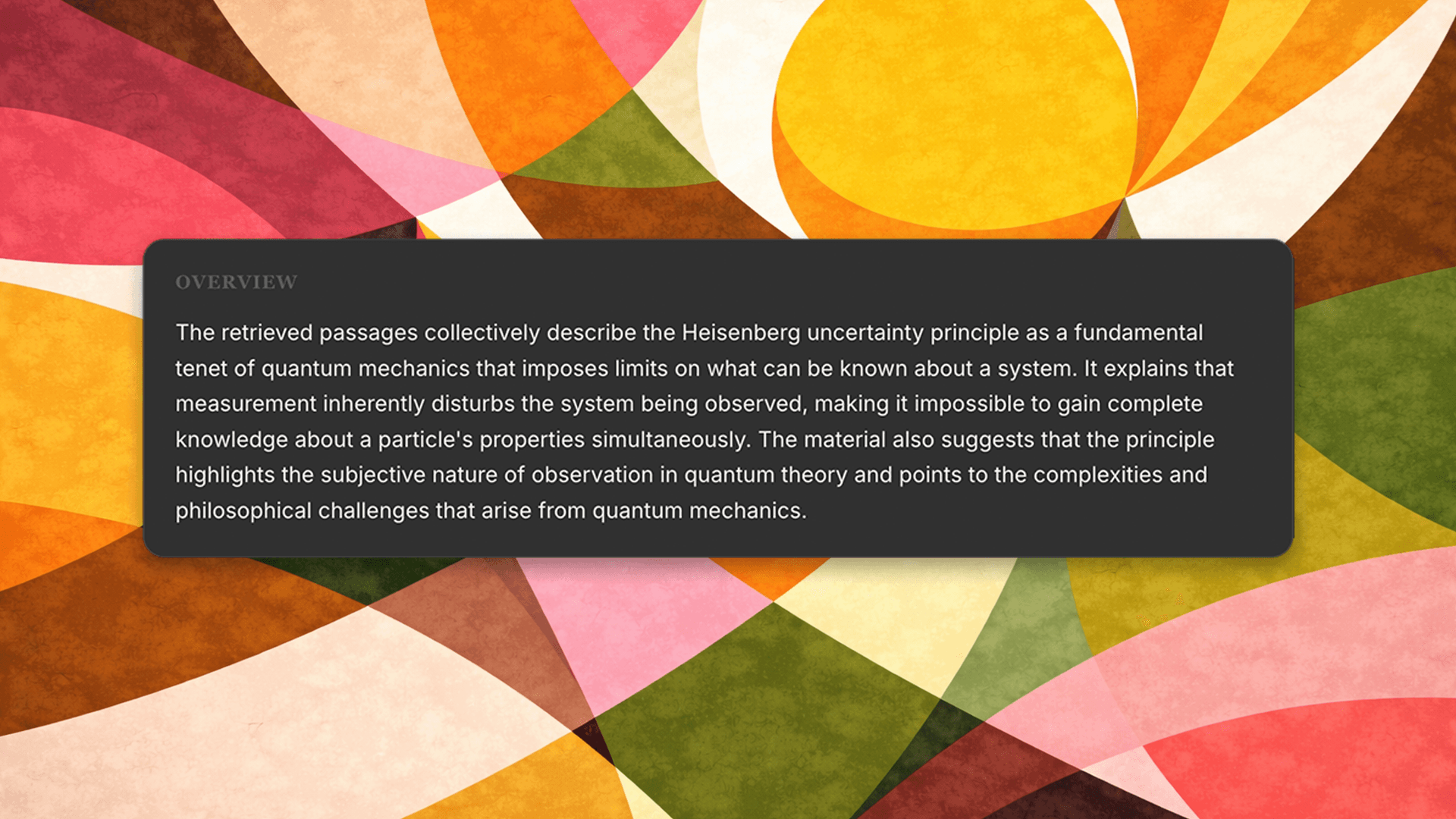 ConceptSeek overview and synthesis panel grounded in retrieved passages